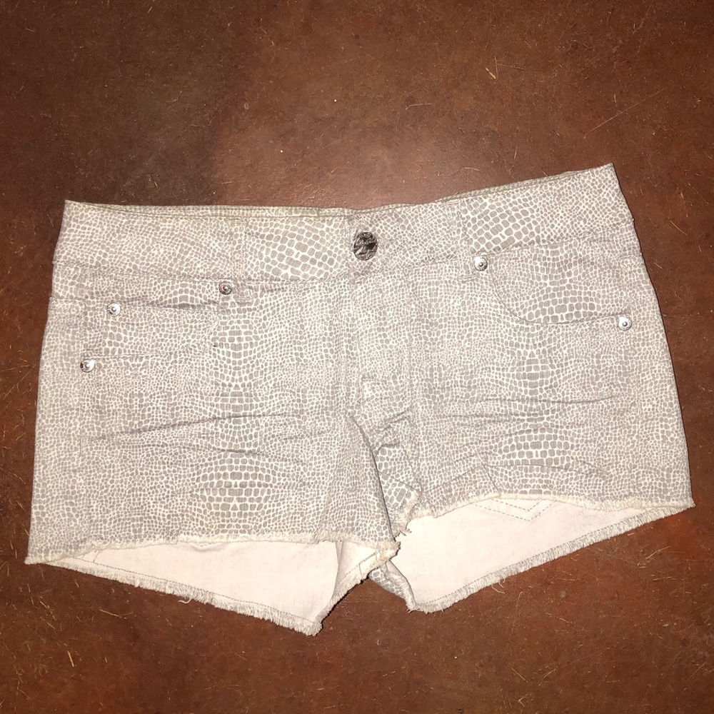 Celebrity Pink Snakeskin jean shorts